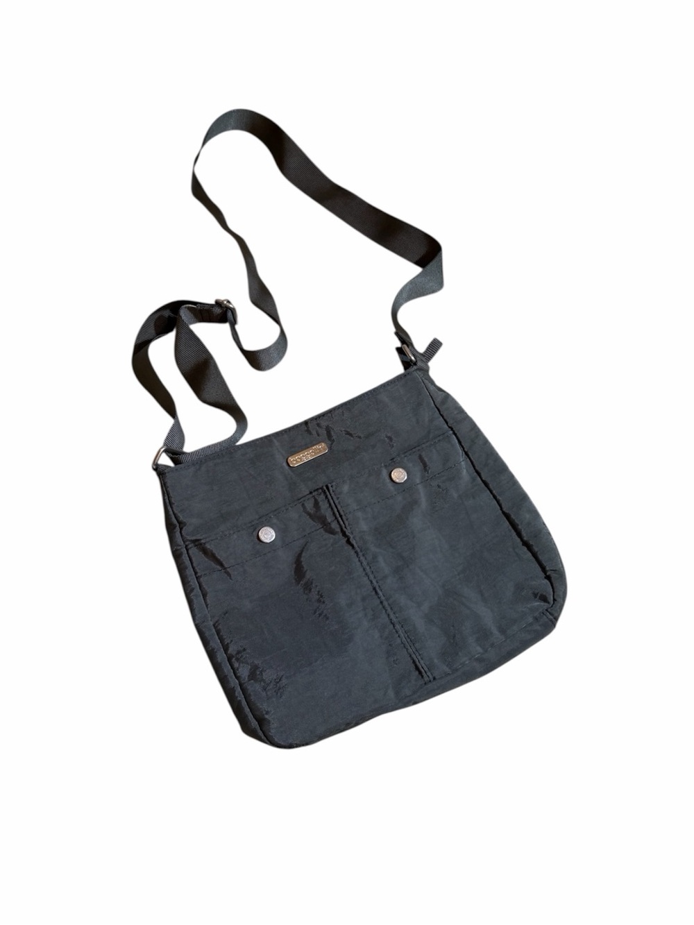 BAGGALLINI Snap It Crossbody Bag Black Nylon Medium Travel Messenger Summer